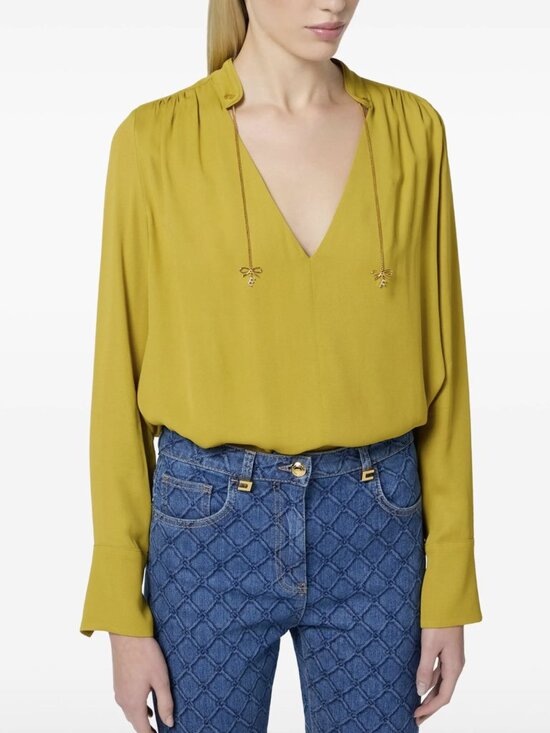 elisabetta franchi Tops - Elisabetta Franchi logo-charm georgette blouse